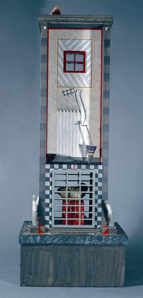 Between Gemini & Leo, side 2, 15 x 12.5 x 12.5, mixed media construction, 1988