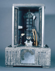 Tarnished Images, interior. 15.5 x 14 x 22, mixed media construction, 1989